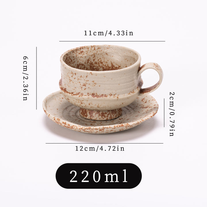 Handcrafted Glazed Footed Ceramic Teacup & Saucer Set Bowlift