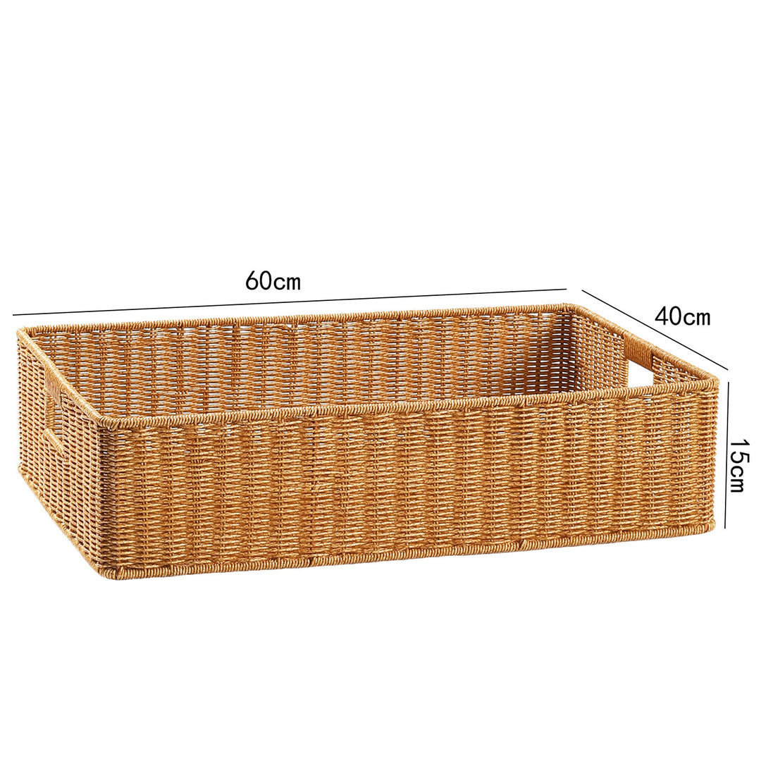 Handwoven Rectangular Storage Basket with Cut-Out Handles Bowlift