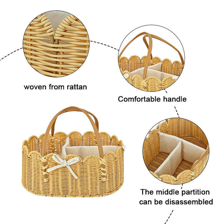 Charming storage basket with leather handles Bowlift