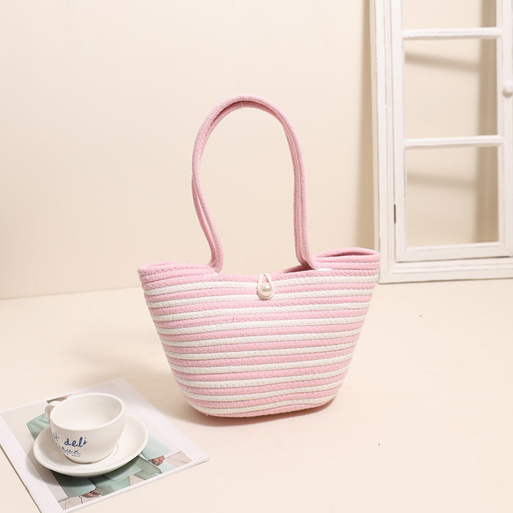 Trendy Basket Bag with Stylish Striped Pattern Bowlift