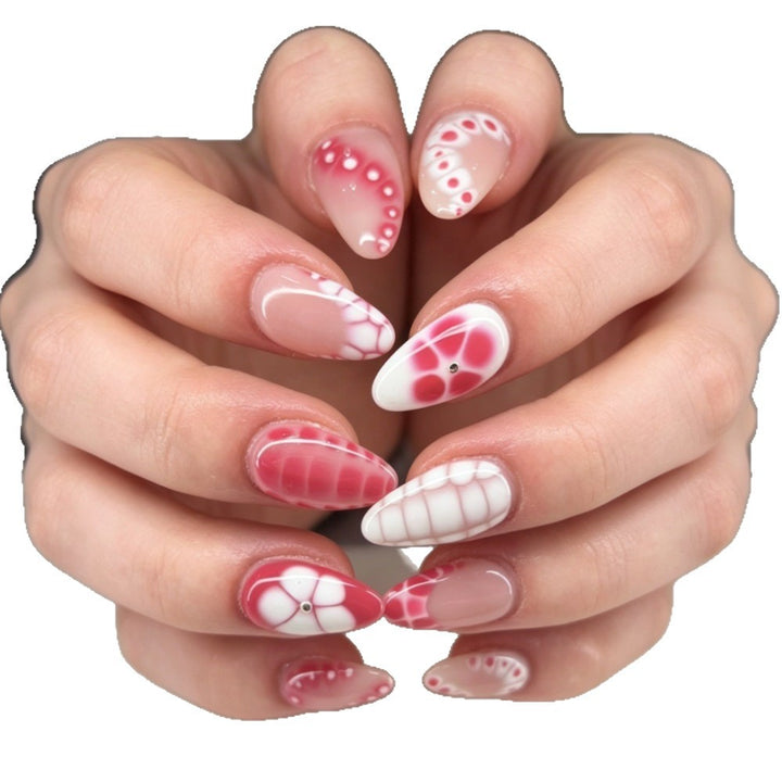 Creative Press-On Nail Art Set with Abstract Patterns Bowlift