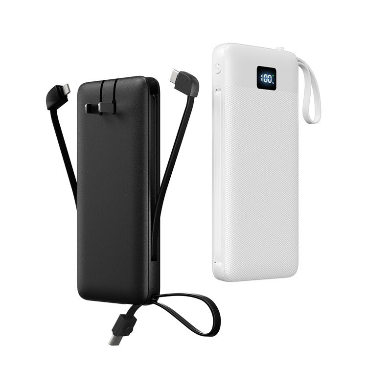 Slim High-capacity portable power bank with integrated charging cables and digital LED display Bowlift