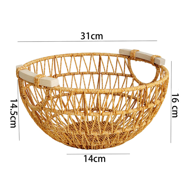 Ladies Decorative Storage Basket with Wooden Handles Bowlift