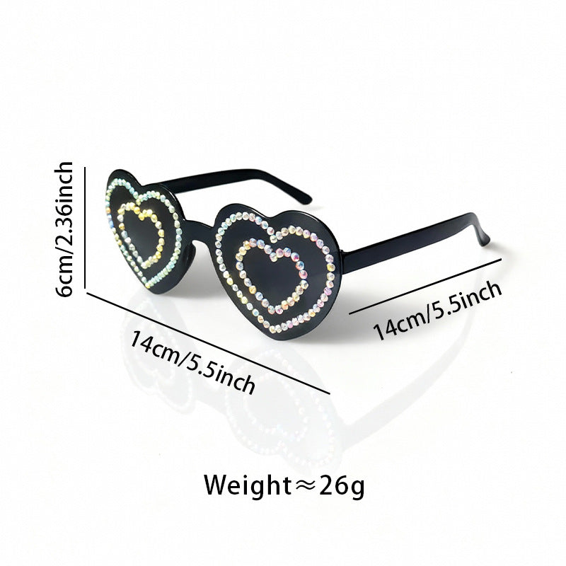 Rhinestone-Embellished Heart-Shaped Sunglasses Bowlift 1787141238