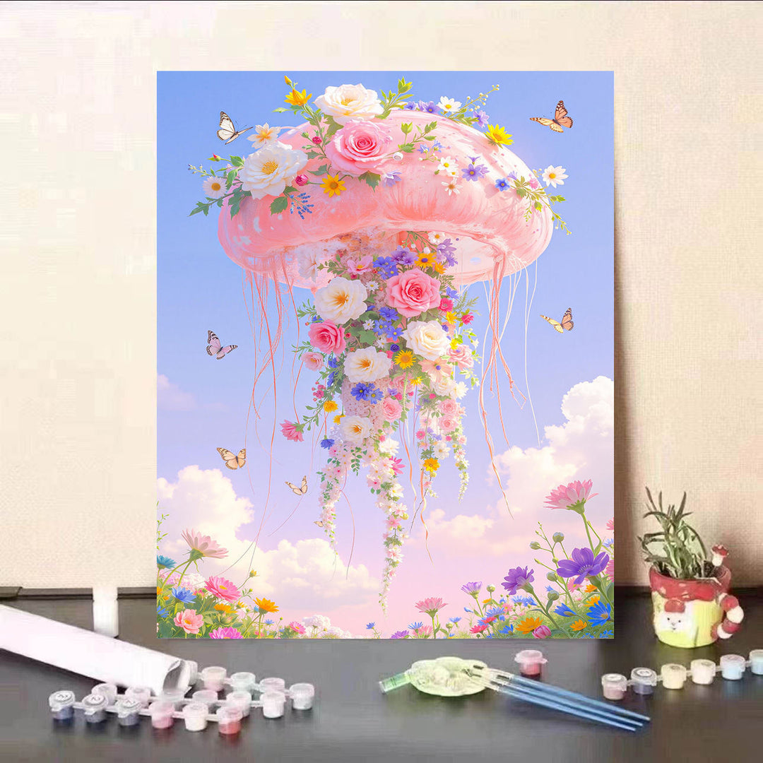 Floral Jellyfish Canvas Print Bowlift
