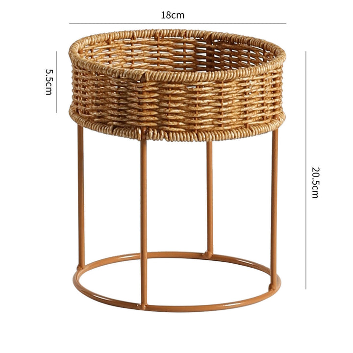 Unisex Modern Plant Stand with Woven Basket and Metal Frame Bowlift