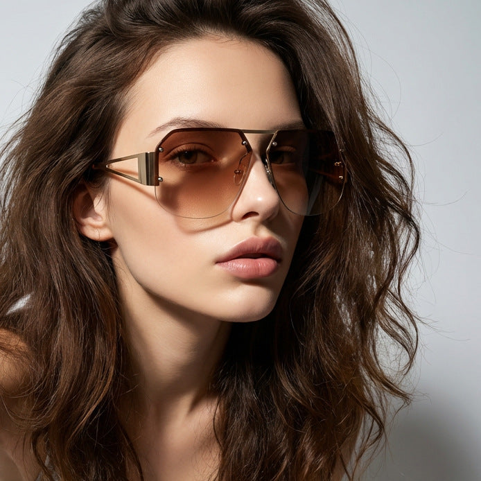 Women oversized sunglasses with distinctive frame and gentle gradient Bowlift