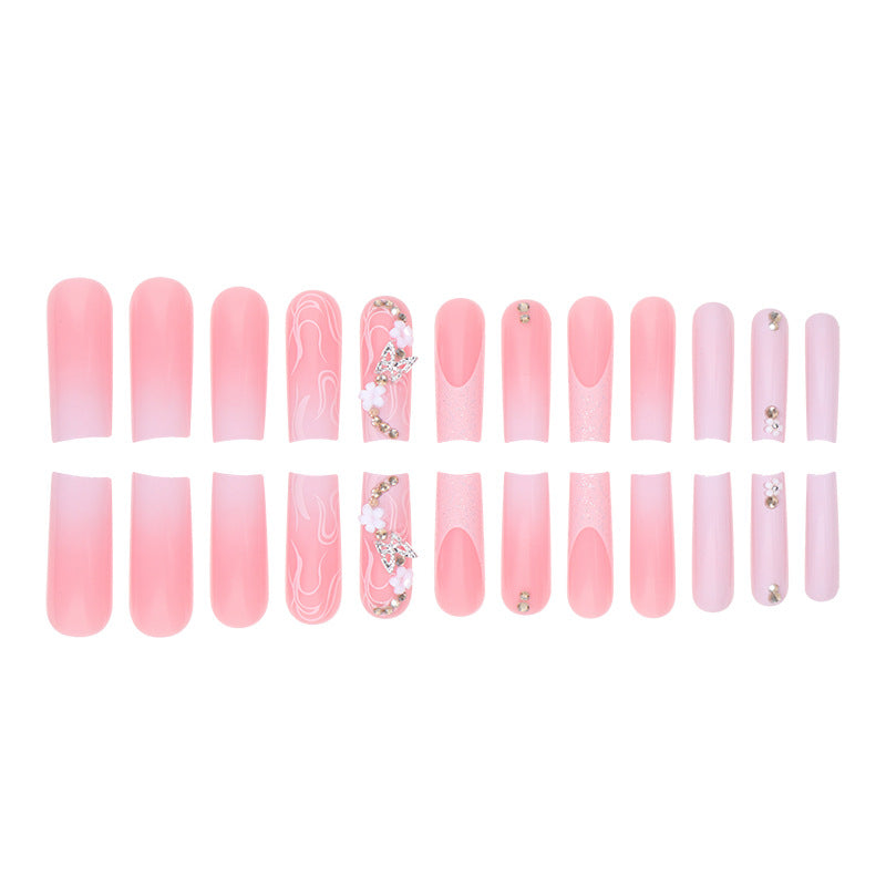 Floral and Glitter Stiletto Press-On Nails Bowlift