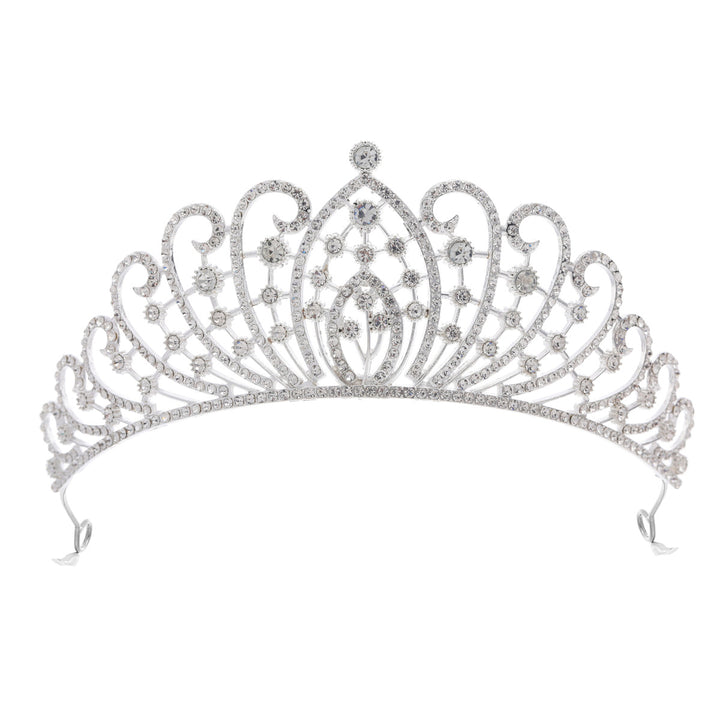 Ladies Elegant Rhinestone Tiara with Floral Details Bowlift