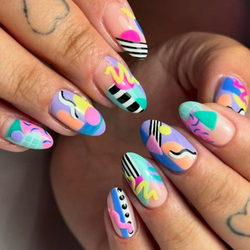 Artistic Patterned Press-On Nails Bowlift