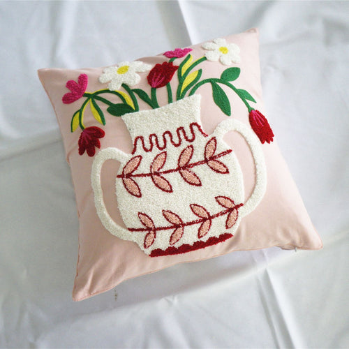 Floral Embroidery Cushion