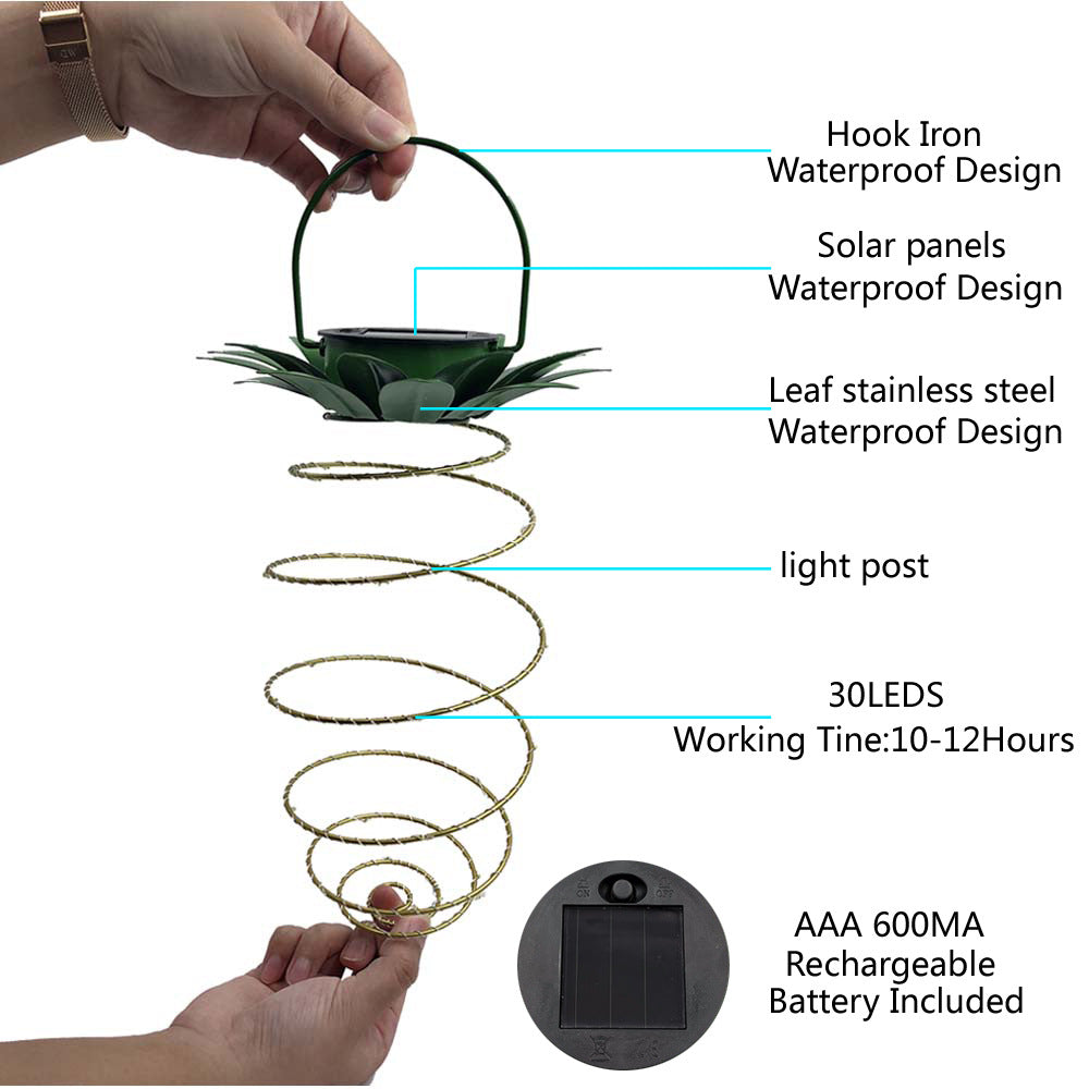 Spiral Hanging Solar LED Lantern With Lotus Canopy And Carrying Handle Bowlift