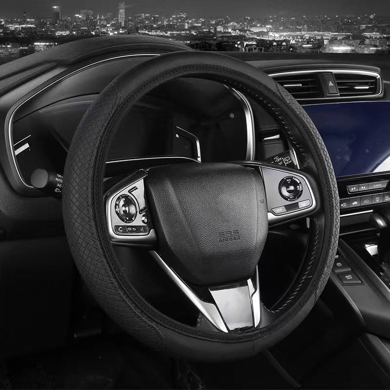 Premium Non-Slip Leatherette Steering Wheel Cover with Quilted Grip and Heat Resistant Padding Bowlift