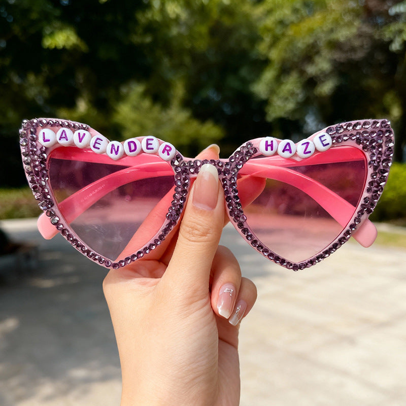 Heart-Frame Rhinestone Sunglasses Bowlift