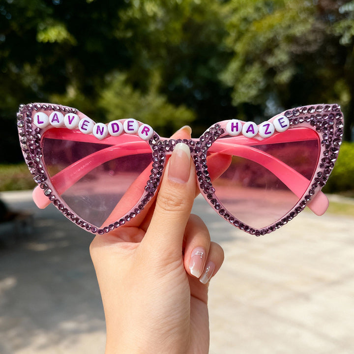 Heart-Frame Rhinestone Sunglasses Bowlift