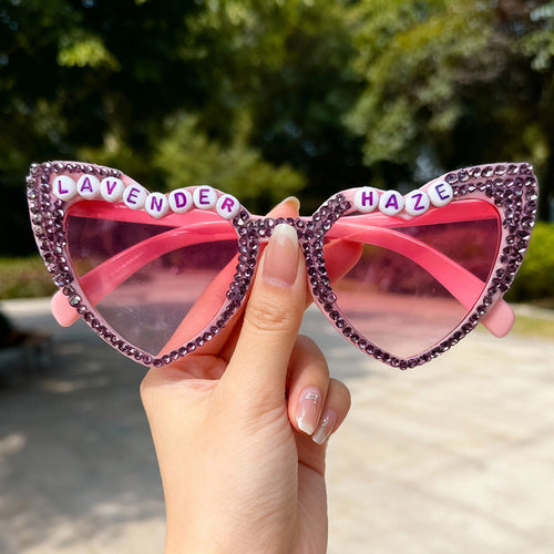 Heart-Frame Rhinestone Sunglasses Bowlift