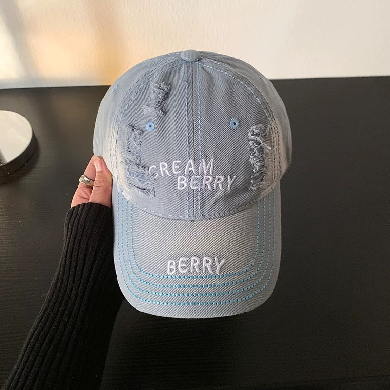 Women's Distressed Denim Baseball Hat Bowlift