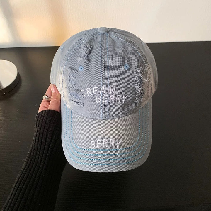 Women's Distressed Denim Baseball Hat Bowlift