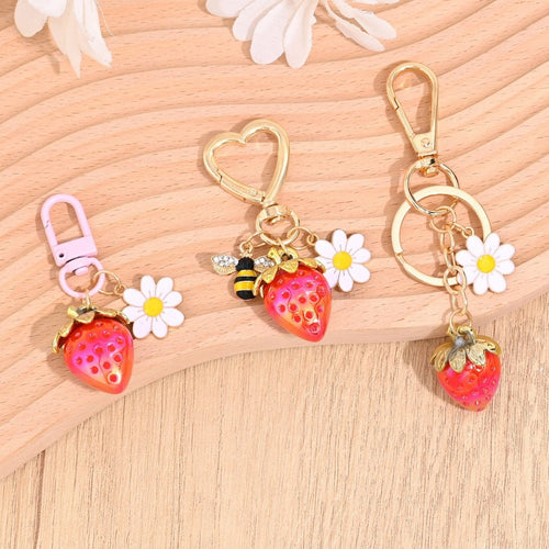 Keychain with Fruity Strawberry Design Bowlift
