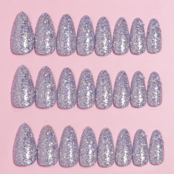 Glittering Almond-Shaped Press-On Nail Set Bowlift