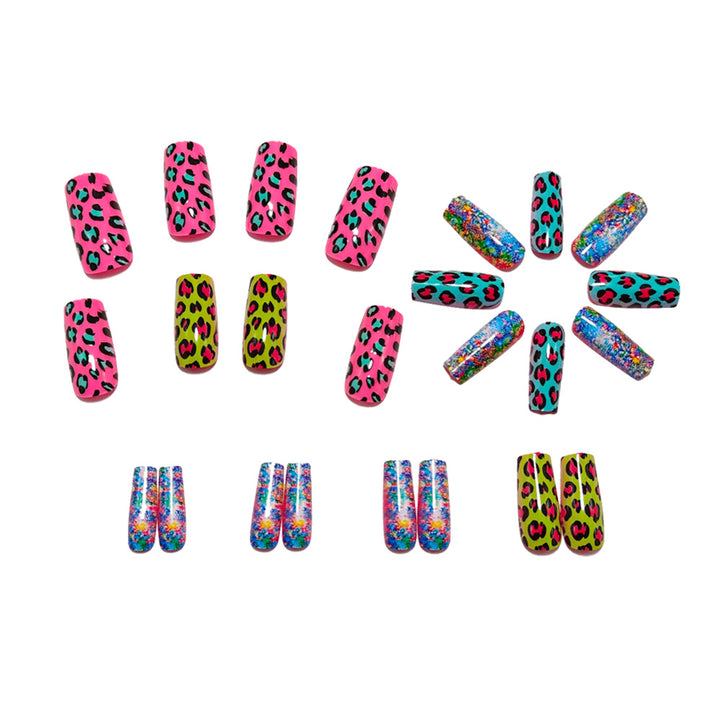 Colorful art nail creation with leopard motif Bowlift