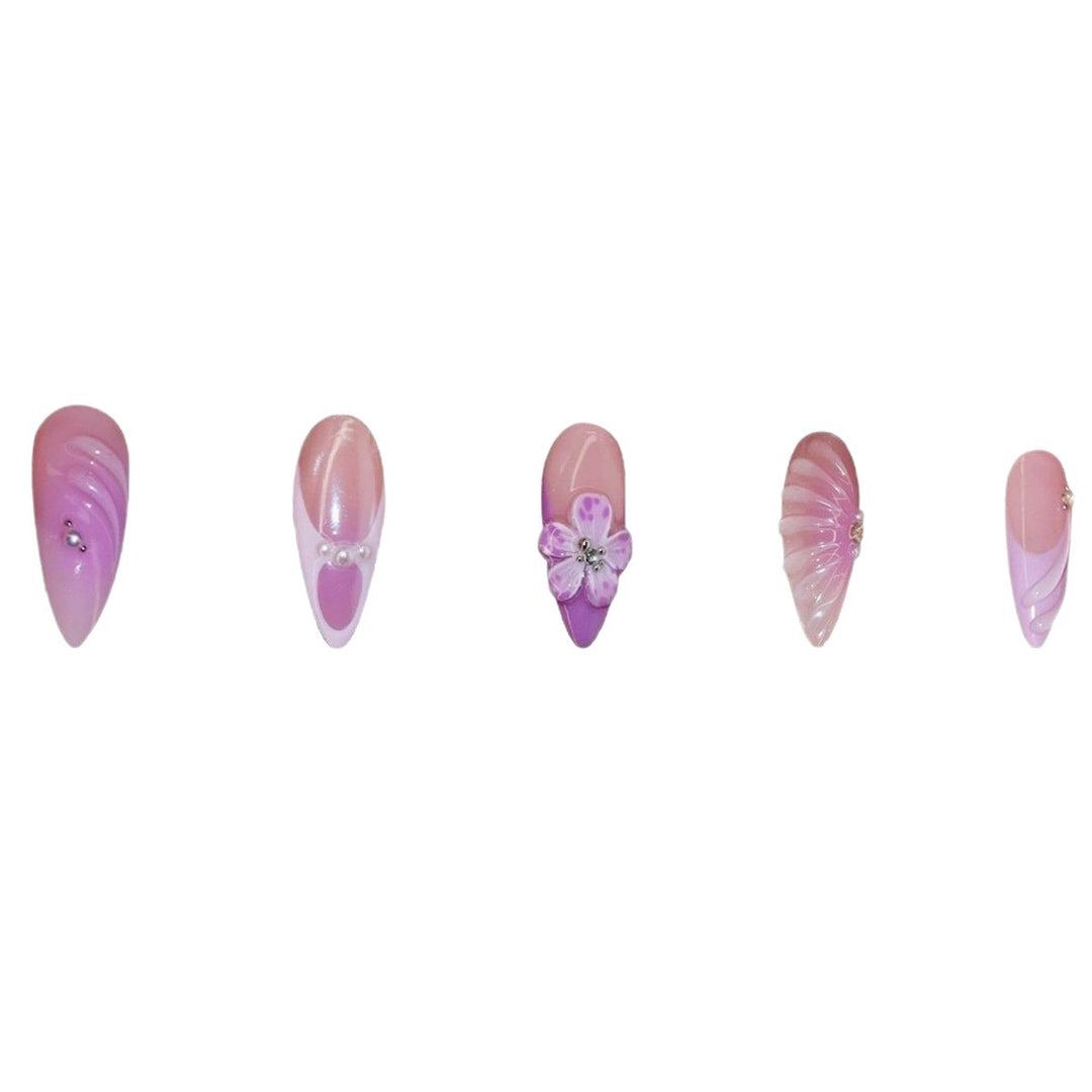 3D Decorative Floral Press-On Nail Extensions Bowlift