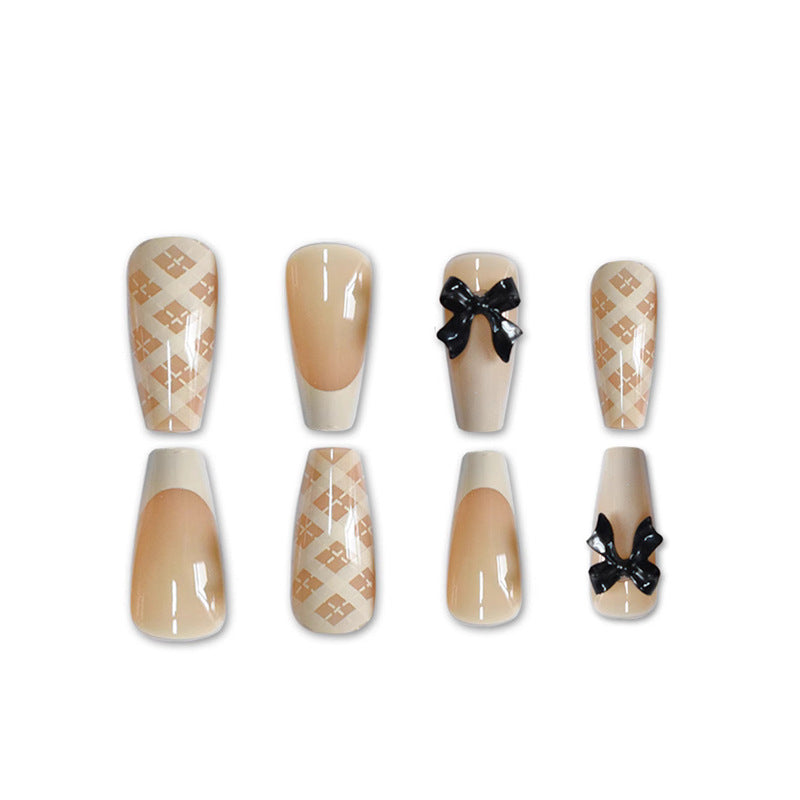 Stylish Press-On Nail Set with Decorative 3D Bow Accents Bowlift