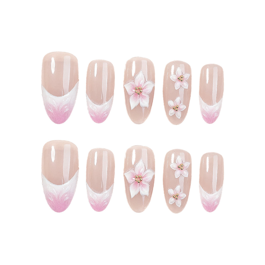 Decorative Floral Design Press-On Nails Bowlift