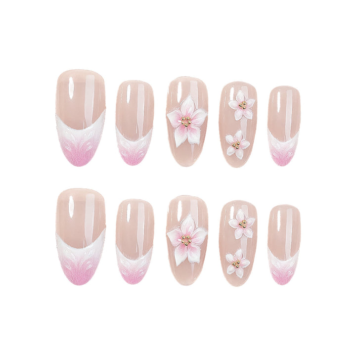 Decorative Floral Design Press-On Nails Bowlift