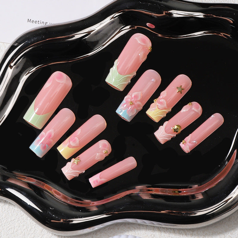 Floral Artisan Press-On Nail Set Bowlift