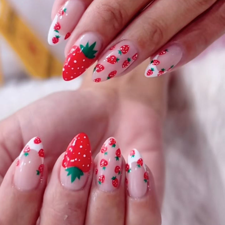 Artificial Nail Set with Colorful Flower Patterns Bowlift