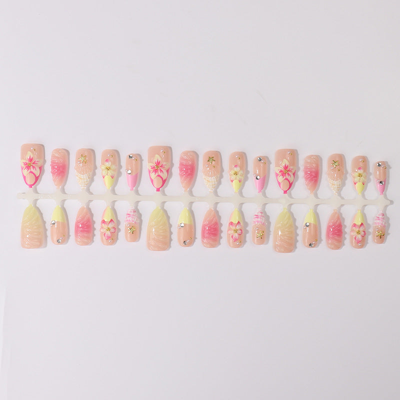 Decorative Floral Press-On Nail Tips Bowlift