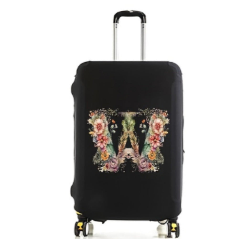 Women's Hard Shell Suitcase with Floral Initial Design Bowlift