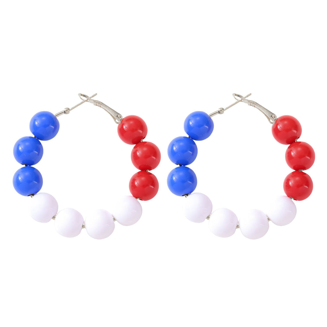 Women's nan patriotic horseshoe enamel dangle earrings with star-accented design and fishhook findings Bowlift