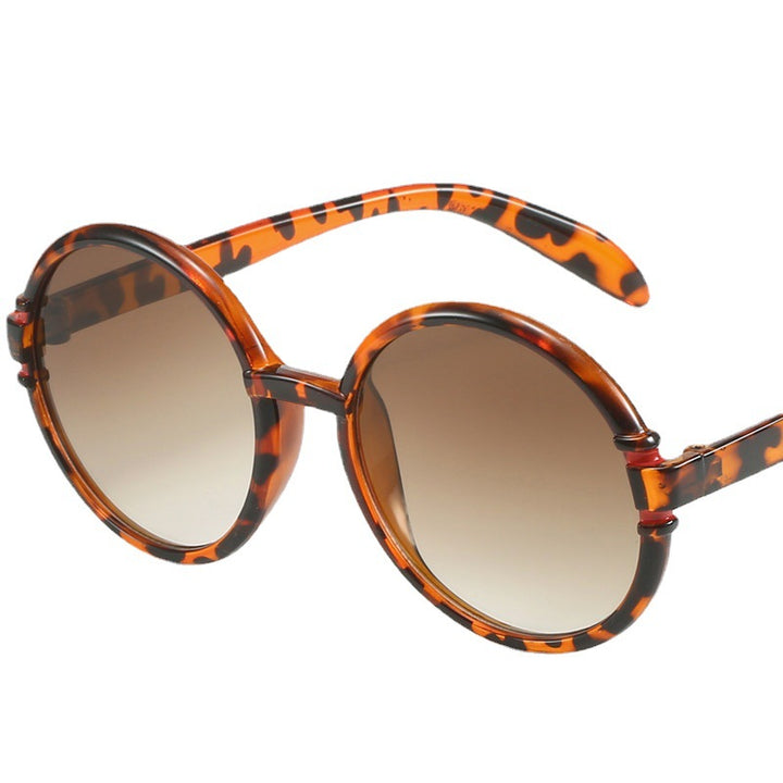 Women's round sunglasses in trendy leopard pattern with UV protection Bowlift