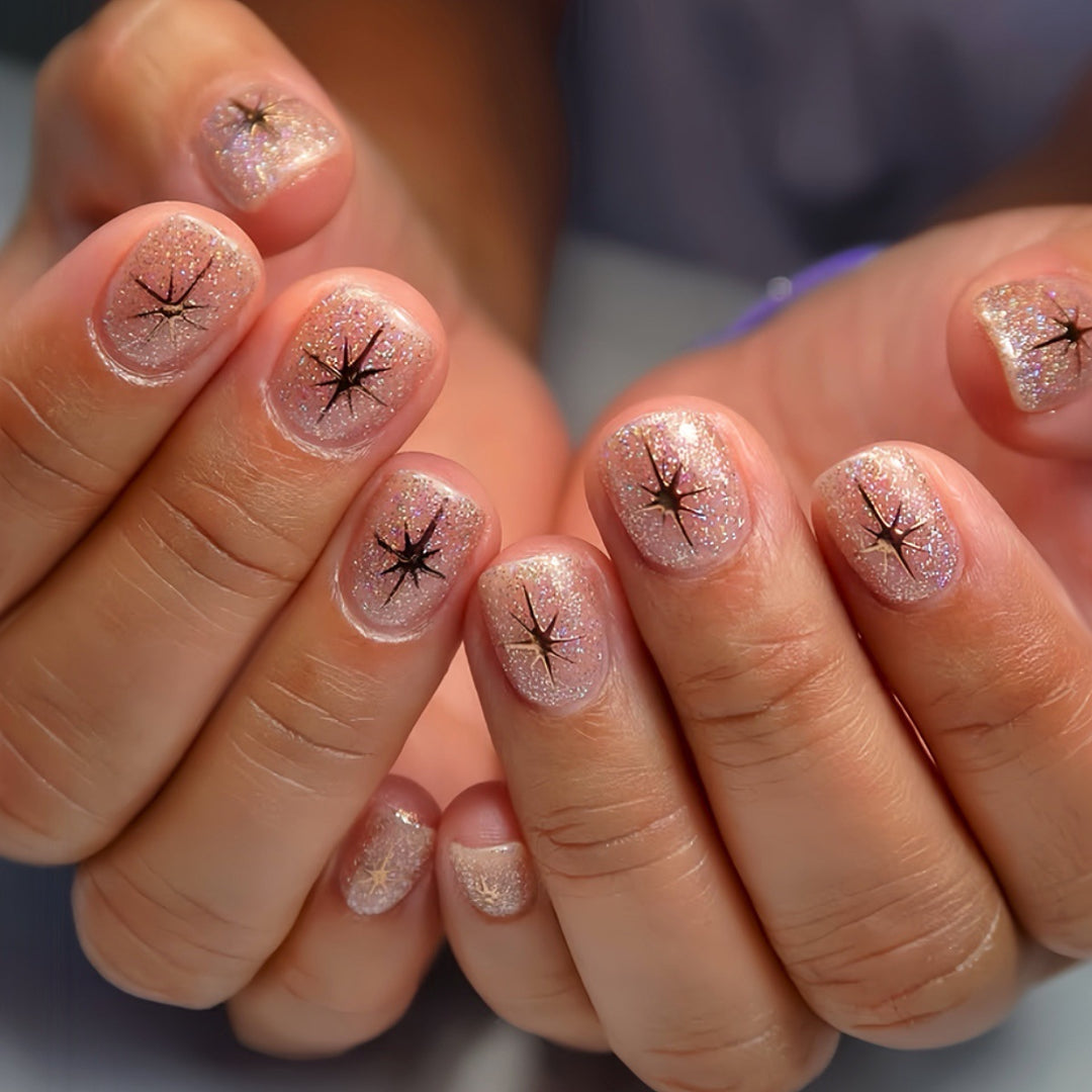 Glamorous Glitter Press-On Nail Extensions Bowlift