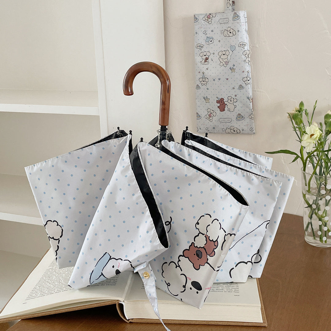 Women's Folding Umbrella with Playful Animal Design Bowlift
