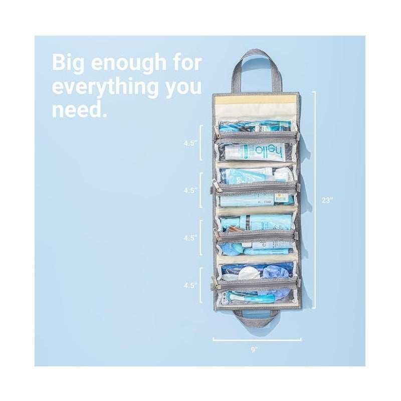 Practical cosmetic organizer bag with transparent compartments Bowlift