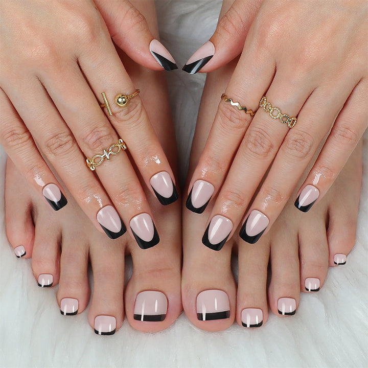 Elegant Press-On Nail Set with Unique Ombre Design Bowlift