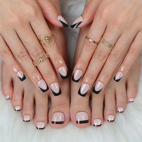 Elegant Press-On Nail Set with Unique Ombre Design Bowlift