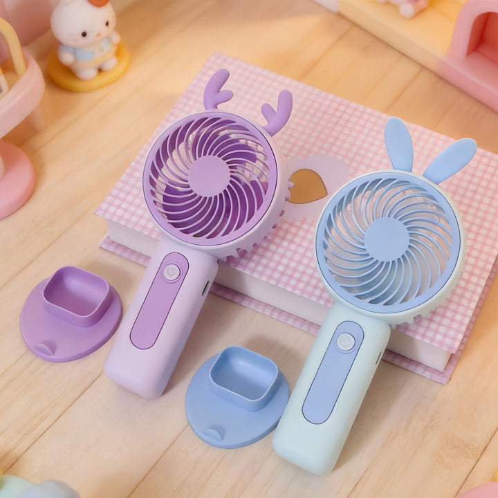 Women's Portable Hand Fan with Cute Ears Bowlift