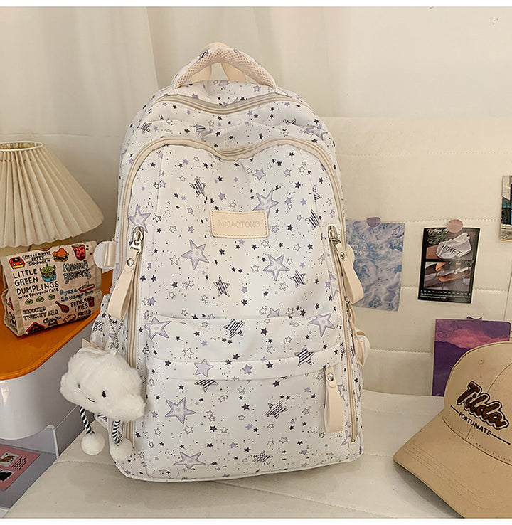 Star-Patterned Comfort School Backpack Bowlift