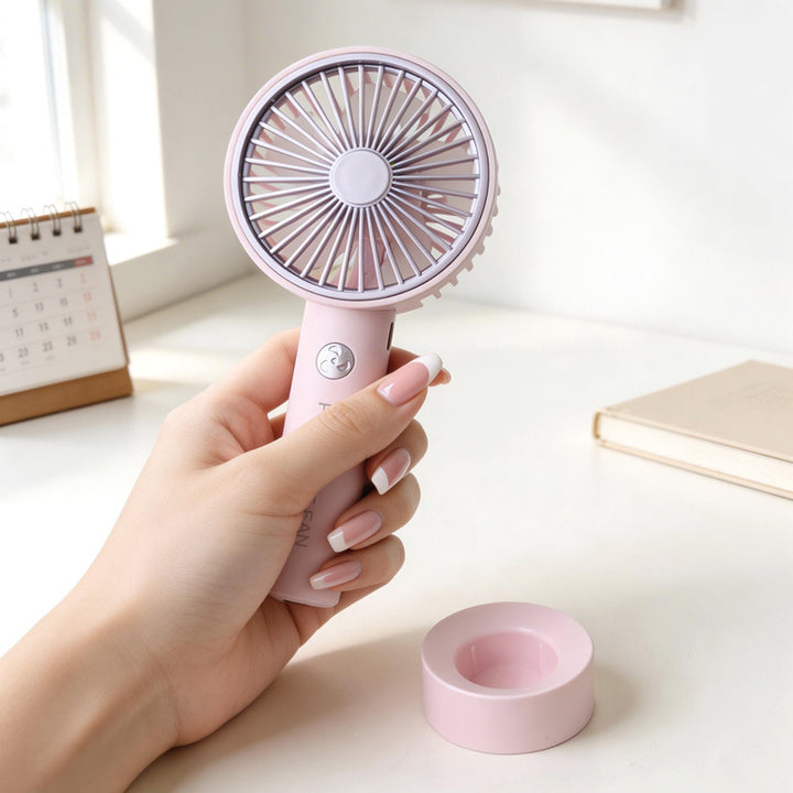 Women's portable mini hand fan with USB charging function and ergonomic handle Bowlift