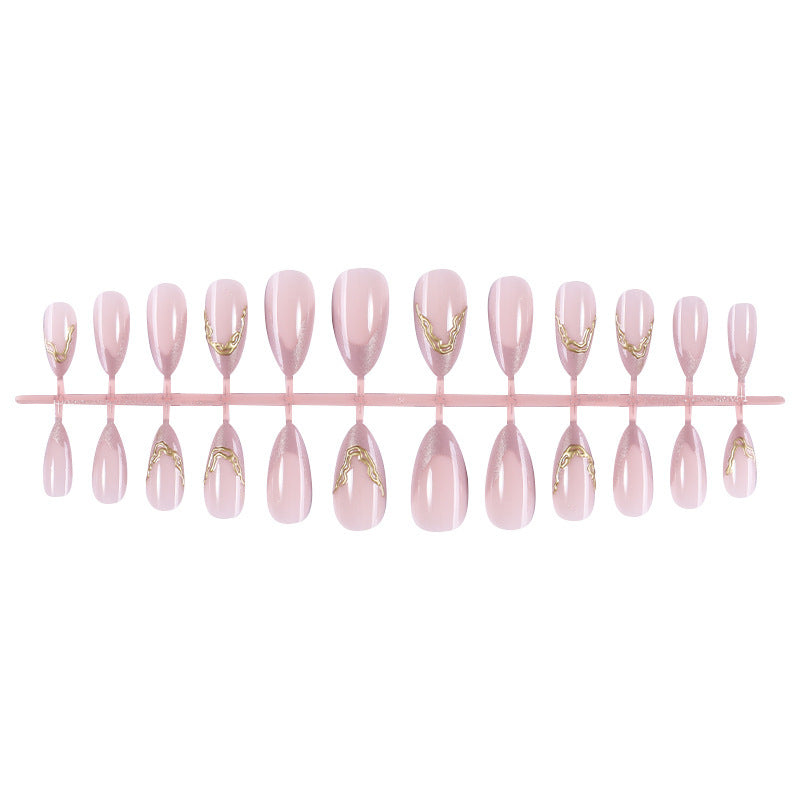 Artificial nail set with elegant gold accent and flower-shaped design Bowlift