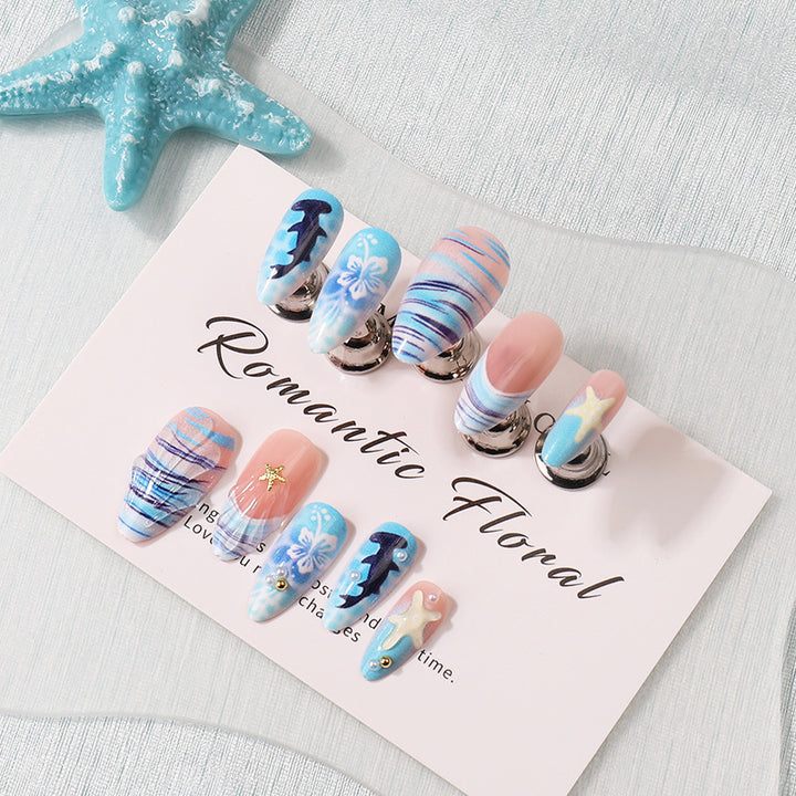 Artistic Sea-Inspired Press-On Nails Bowlift