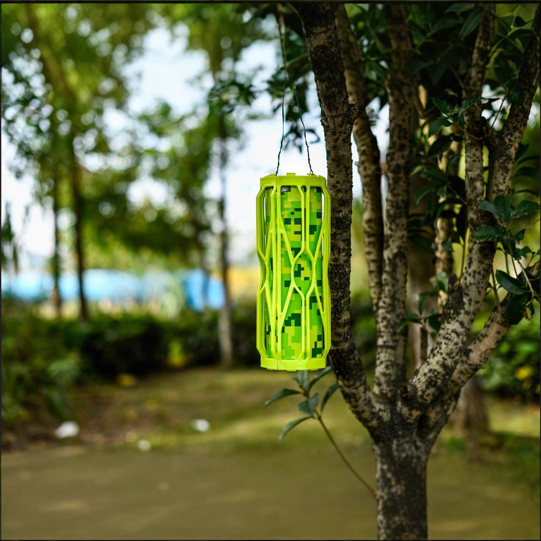 Hanging insect trap lantern with UV LED attractant and protective cage Bowlift