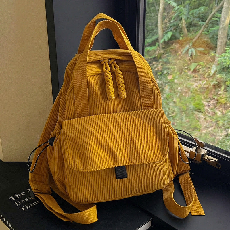 Cord-Backpack with Multiple Compartments and Reinforced Bottom Bowlift