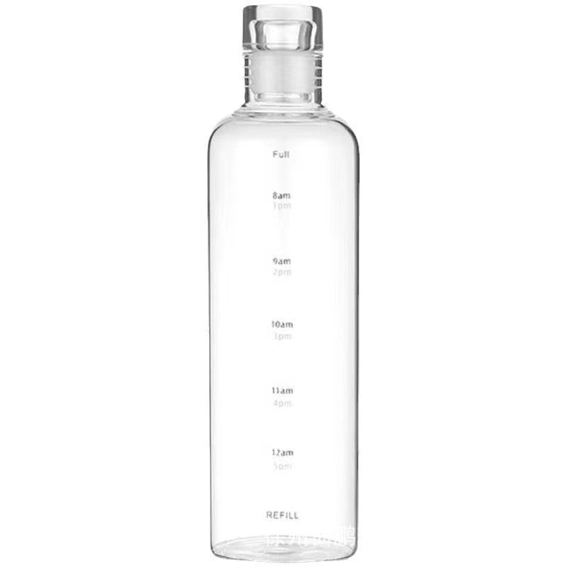 Women's transparent motif drinking bottle with time markers Bowlift