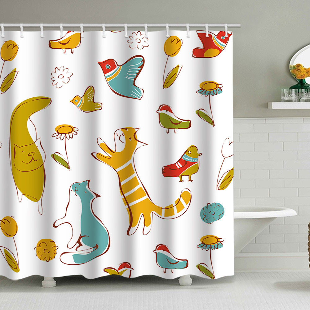 Artistic Dog Illustration Shower Curtain Bowlift