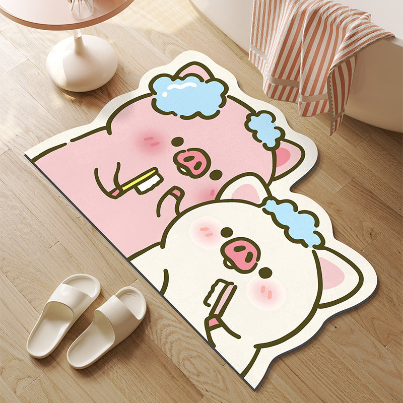 Cute Bath Time Pig-Shaped Bath Mat